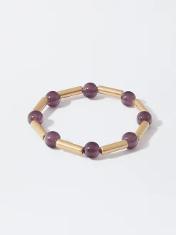 PARFOIS Pulsera El&aacute;stica Con Abalorios Violeta Cheap