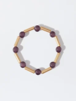 PARFOIS Pulsera El&aacute;stica Con Abalorios Violeta Cheap