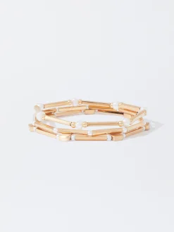 PARFOIS Pulsera El&aacute;stica Dorada Dorado Cheap
