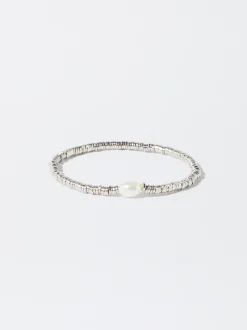 PARFOIS Pulsera Plateada Con Perla Plateado Best