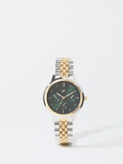 PARFOIS Reloj Com Pulsera De Acero Bicolor Verde Discount