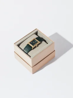 PARFOIS Reloj Con Caja Cuadrada Verde Cheap