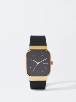 PARFOIS Reloj Con Correa De Silicona Negro Clearance