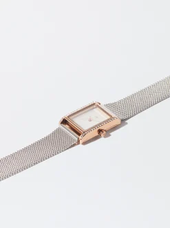 PARFOIS Reloj De Acero Caja Con Strass Plateado Clearance