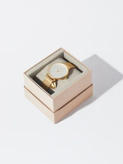 PARFOIS Reloj De Acero Con Corazones Dorado Clearance