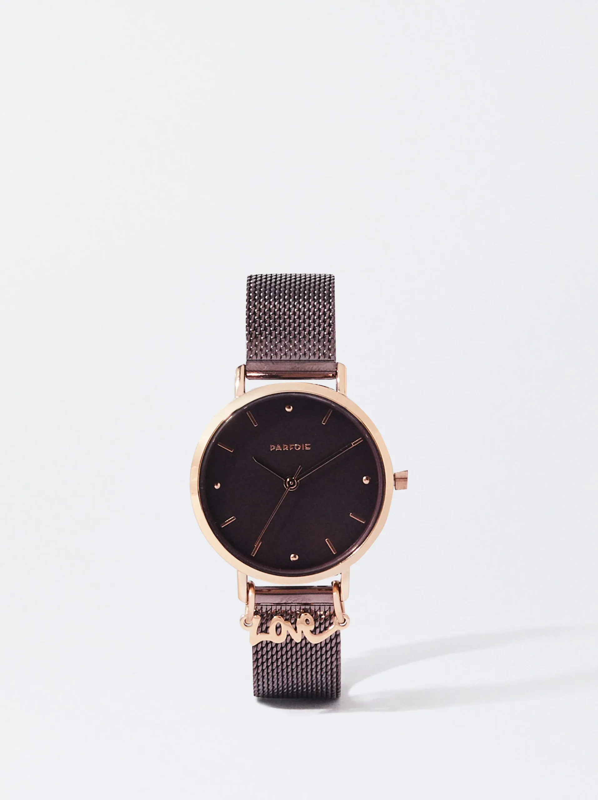 PARFOIS Reloj De Acero Correa De Malla Met&aacute;lica Burdeos Fashion