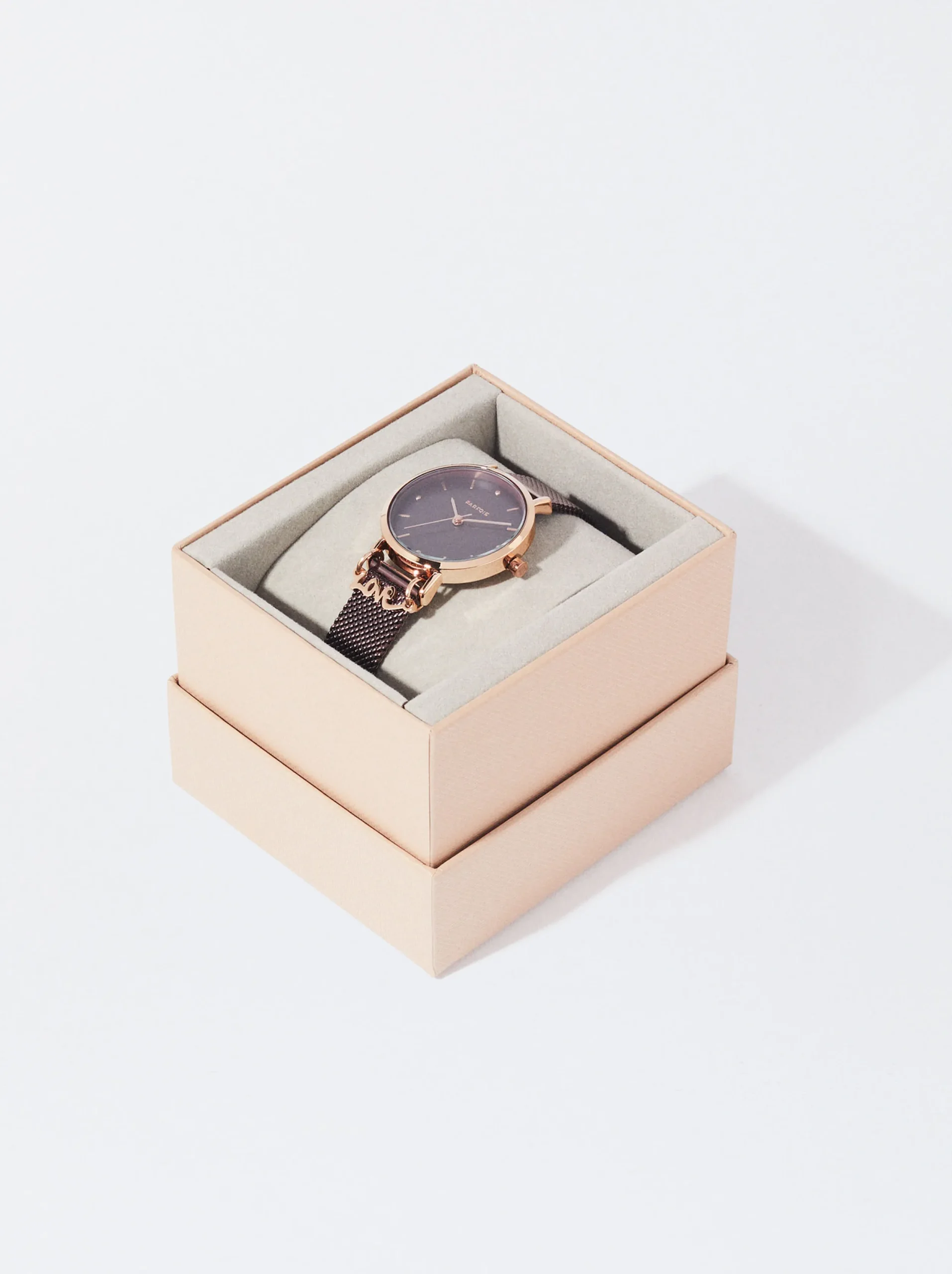 PARFOIS Reloj De Acero Correa De Malla Met&aacute;lica Burdeos Fashion