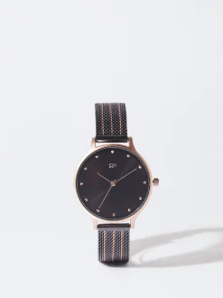 PARFOIS Reloj De Acero Correa De Malla Met&aacute;lica Negro Cheap