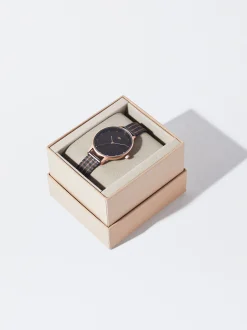 PARFOIS Reloj De Acero Correa De Malla Metálica Negro Cheap