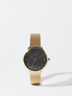 PARFOIS Reloj De Acero Correa De Malla Met&aacute;lica Dorado Outlet