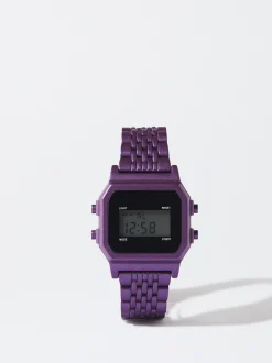 PARFOIS Reloj Digital Correa Malla Met&aacute;lica Violeta Fashion