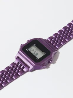 PARFOIS Reloj Digital Correa Malla Met&aacute;lica Violeta Fashion