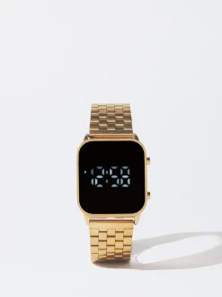 PARFOIS Reloj Digital De Acero Dorado Fashion