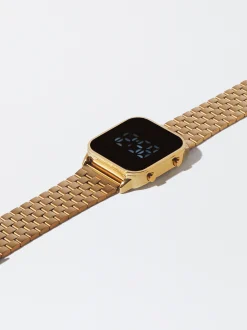 PARFOIS Reloj Digital De Acero Dorado Fashion
