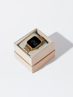 PARFOIS Reloj Digital De Acero Dorado Fashion