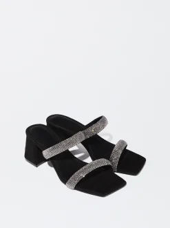 PARFOIS Sandalia De Tac&oacute;n Con Cristales Negro Cheap