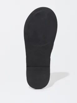 PARFOIS Sandalia Plana Con Glitter Negro Clearance
