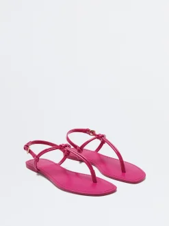 PARFOIS Sandalia Plana Con Nudo Fucsia Best