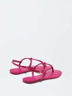 PARFOIS Sandalia Plana Con Nudo Fucsia Best
