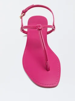 PARFOIS Sandalia Plana Con Nudo Fucsia Best