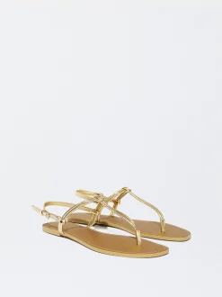 PARFOIS Sandalia Plana Con Nudo Dorado Best Sale