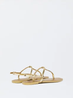 PARFOIS Sandalia Plana Con Nudo Dorado Best Sale