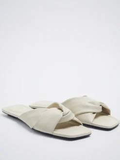 PARFOIS Sandalia Plana Con Nudo Blanco Cheap