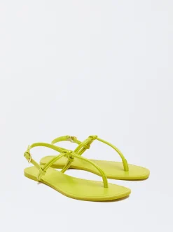 PARFOIS Sandalia Plana Con Nudo Amarillo Discount