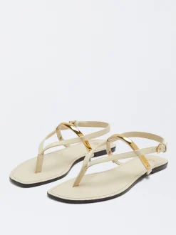 PARFOIS Sandalia Plana Detalle Met&aacute;lico Blanco Outlet