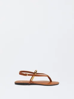 PARFOIS Sandalia Plana Detalle Metálico Camel New