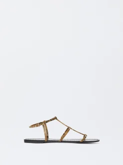 PARFOIS Sandalia Plana Tiras Camel Cheap