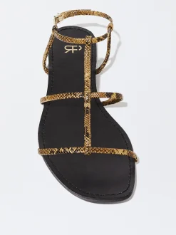 PARFOIS Sandalia Plana Tiras Camel Cheap