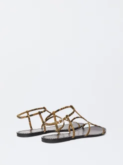 PARFOIS Sandalia Plana Tiras Camel Cheap