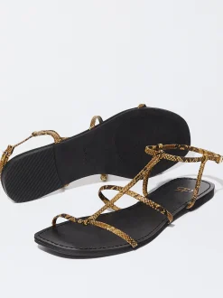 PARFOIS Sandalia Plana Tiras Camel Cheap