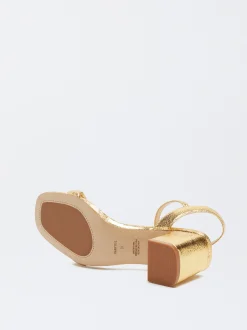 PARFOIS Sandalia Tac&oacute;n Metalizada Dorado Best