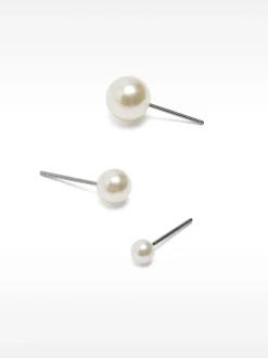 PARFOIS Set De Pendientes Cortos Perlas Beige Flash Sale