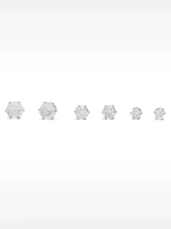 PARFOIS Set De Pendientes Cortos Brillantes Plateado Best