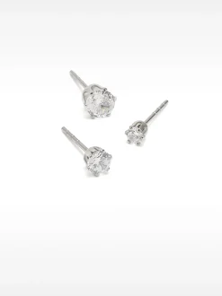 PARFOIS Set De Pendientes Cortos Brillantes Plateado Best