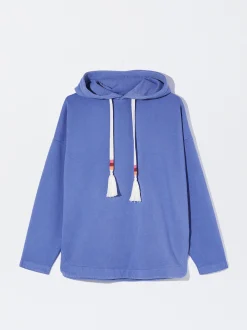 PARFOIS Sudadera Con Capucha Y Detalle De Cord&oacute;n Azul Cheap