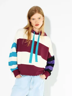 PARFOIS Sudadera Rayas Con Capucha Burdeos Flash Sale