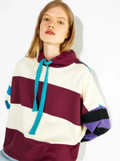 PARFOIS Sudadera Rayas Con Capucha Burdeos Flash Sale
