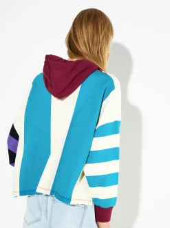 PARFOIS Sudadera Rayas Con Capucha Burdeos Flash Sale