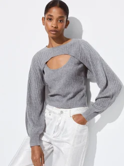 PARFOIS Sweater Con Abertura En Escote Gris Clearance