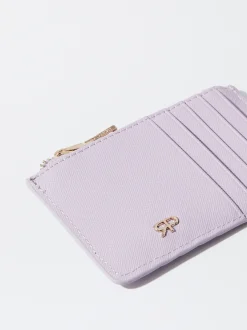 PARFOIS Tarjetero Con Monedero Liso Violeta Cheap