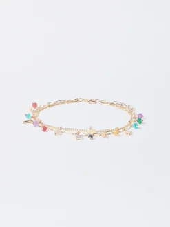 PARFOIS Tobillera Con Piedras Y Charms Multicor Flash Sale
