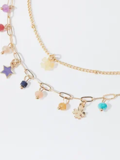 PARFOIS Tobillera Con Piedras Y Charms Multicor Flash Sale