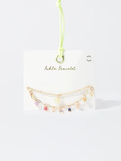 PARFOIS Tobillera Con Piedras Y Charms Multicor Flash Sale