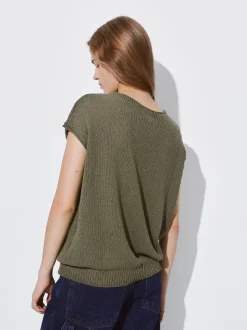 PARFOIS Top B&aacute;sico Algod&oacute;n Caqui Clearance