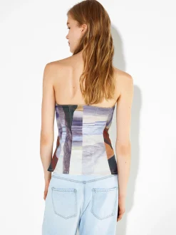 PARFOIS Top Bandeau Estampado Multicor Discount