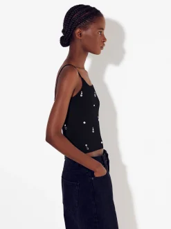 PARFOIS Top De Punto Con Aplicaciones Negro Cheap